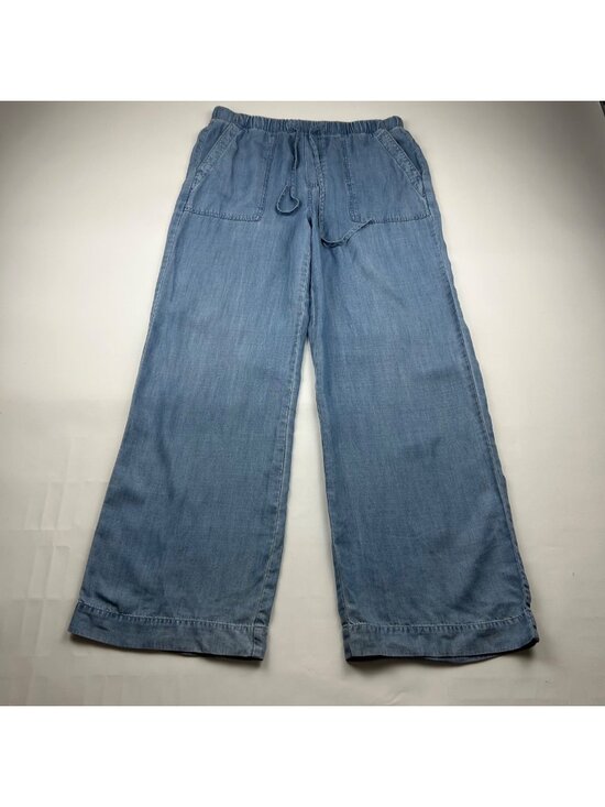 Bella Dahl Pants - Bella Dahl Blue Chambray Wide Leg Pants M